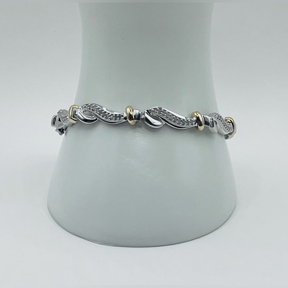Jewelry - 1.00 CT Natural Diamond Silver Two Tone Bracelet